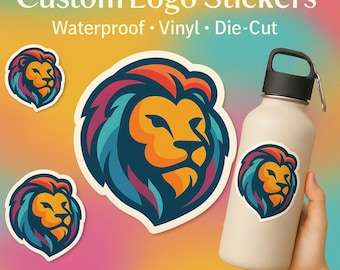 100 benutzerdefinierte Logo-Aufkleber – Wasserfeste Vinyletiketten – 3 Zoll gestanzt – für kleine Unternehmen, Verpackungen und Promo – 100 für 20