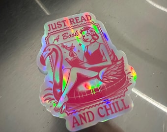 Lesen und Chillen, Entering Fiction, Kindle, Laptop, Wasserdichtes Vinyl, holographisch, Bücherwurm, Geschenk, Buchliebhaber, 3M, Reader, sarkastisch, Vintage