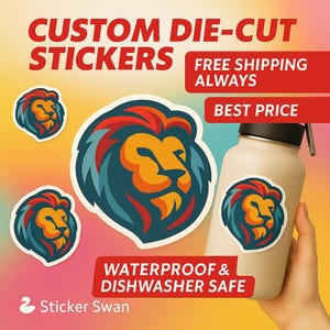 Op maat gesneden stickers • Premium vinyl • Waterdicht, duurzaam, snelle verzending