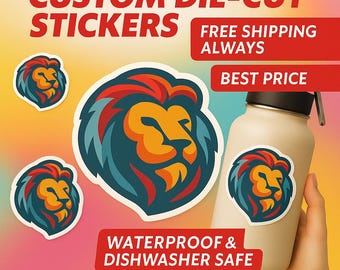 Benutzerdefinierte gestanzte Aufkleber • Premium Vinyl • Wasserdicht, langlebig, schneller Versand