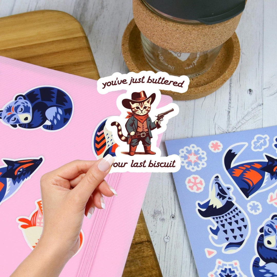 Western Cat Sticker – Funny Cowboy Biscuit Graphic, Country Concert ...