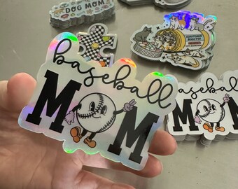 Baseball Mama, Mama Aufkleber, Grafikaufkleber, Sport Mama Aufkleber, TBall Mama Aufkleber, Ballpark Aufkleber, Holographisch, Spieltag Autoaufkleber