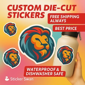 Aangepaste vinylstickers – gestanste logostickers, waterdicht en vaatwasmachinebestendig, gratis verzending, beste prijs