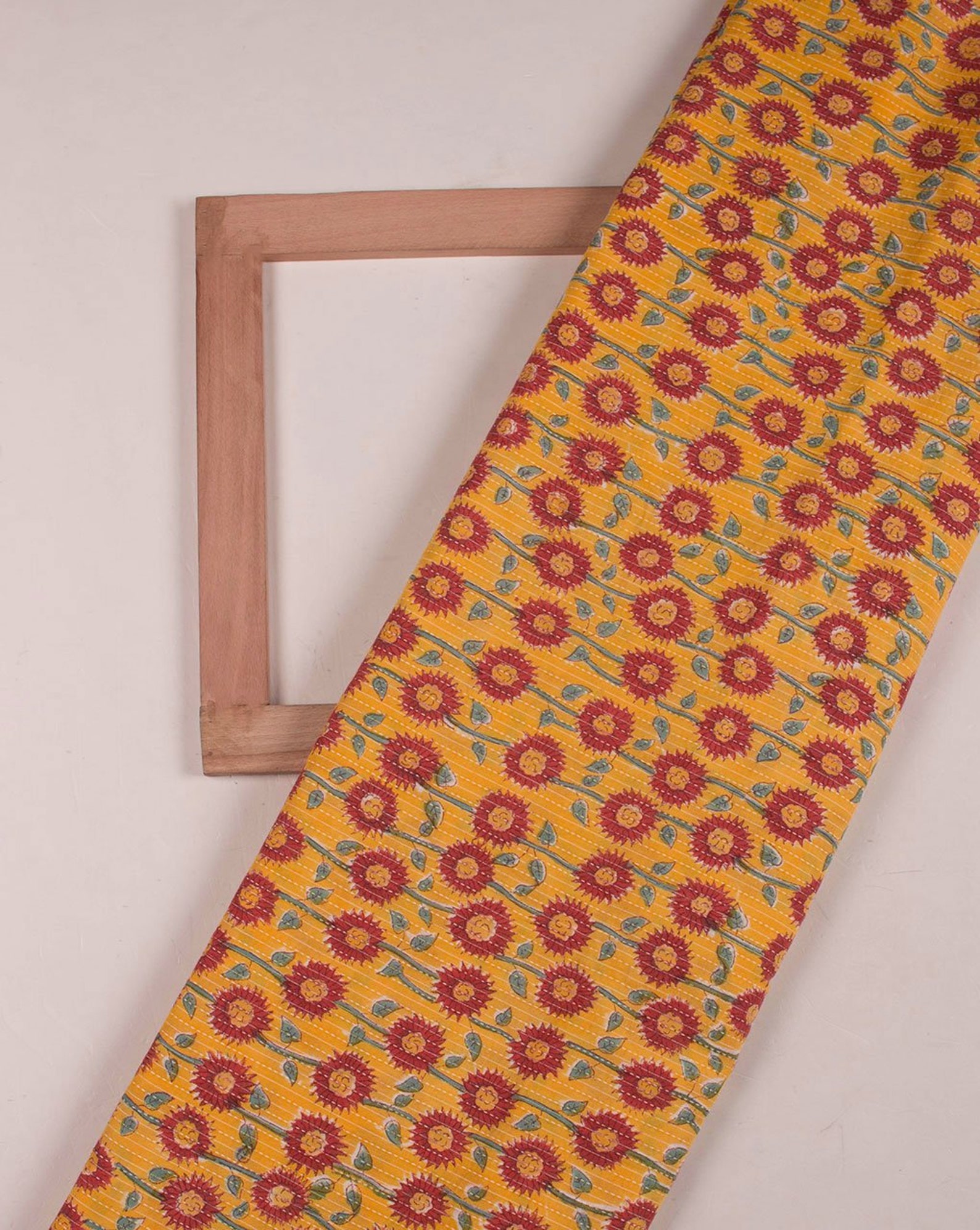 Floral Rapid Hand Block Kantha Cotton Fabric Fabric by Yard Etsy