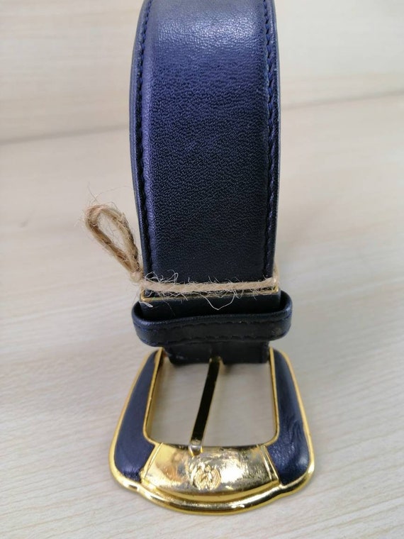 Vtg Mila Schon Milano 3cm navy blue and gold leat… - image 2