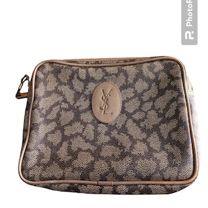 Clutch cuadrado con monograma vintage de YSL Yves Saint Laurent, artículos de tocador para cenas de noche, tamaño pequeño