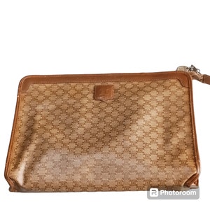 Bolso de mano cuadrado con monograma vintage de CELINE Paris, bolso de noche, cena, artículos de tocador pequeños