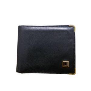 DUNHILL vtg schlanke schwarze Leder Geldbörse Brieftasche