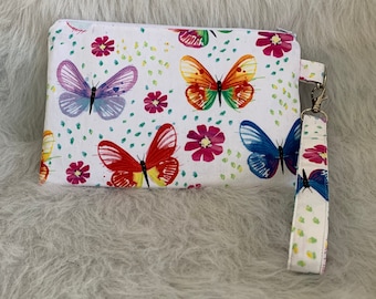 Butterfly Wristlet, Makeup Pouch, Wallet, Purse, Clutch,