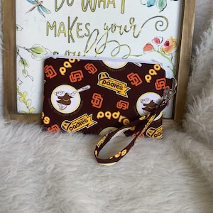 San Diego Padres MLB Muñequera, Estuche de maquillaje, Cartera, Monedero, Muñequera deportiva MLB, Embrague, Bolsa de cosméticos