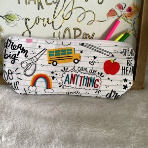 Slim Pencil Pouch, Back to School, Accessory Pouch, Fabric Pencil Case