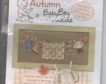 Worldwide Free Shipping Brooke's Books Autumn Baby Boy Sunshine Line Cross Stitch Kit