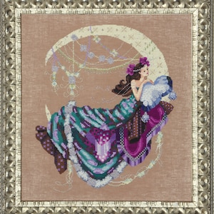 Weltweit Kostenloser Versand Mirabilia Nora Corbett Kreuzstichvorlage MD137 Mond Blumen