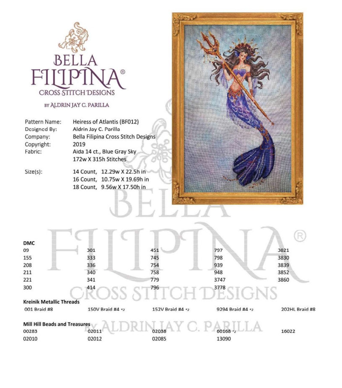 Semi-Kit Broderie Point De Croix Bella Filipina – Bellatrix (Sorcière/Halloween)