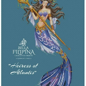 Worldwide Free Shipping Bella Filipina Cross Stitch Heiress of Atlantis Chart + Beads + Kreiniks+Linen