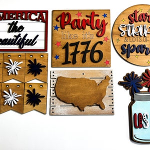 Unfinished 4th of July Tier Tray Set