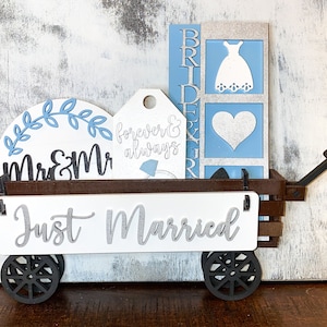 Interchangeable Wagon Shelf Sitter - Just Married