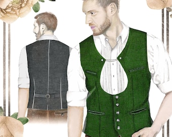 Talla 52 - Chaleco de hombre - 135 - Descargar patrón de costura - Alemán e inglés