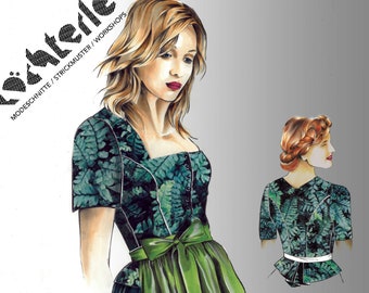 Dirndl top part-133 - size 34 pattern - A4 pages as PDF to print yourself