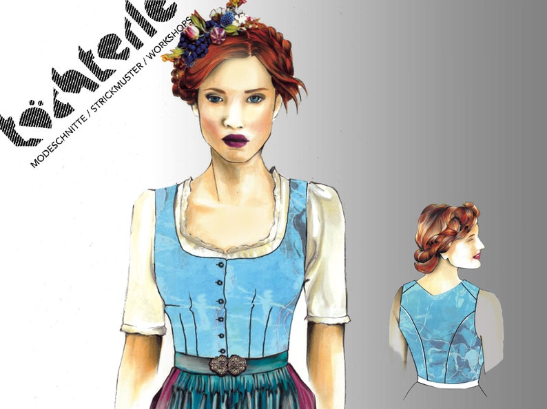 Dirndlmieder mit Abnähern im Vorderteil (34-52)