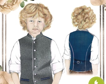 Tallas 98-128 - Chaleco infantil - 139 - Descargar patrón de costura - Alemán e inglés