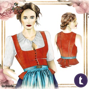 Size 36 - Dirndl Top-132 - Download pattern - German and English
