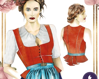 Talla 36 - Corpiño Dirndl 132 - Descargar patrón de costura - Alemán e inglés