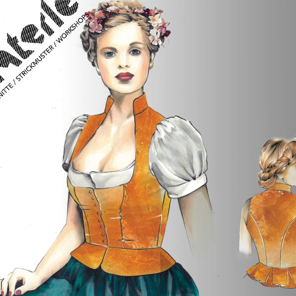 Dirndl top part 119 size. 42 download patterns, German and English