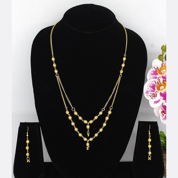 Gold Base Indian Asian Pakistani Style Layers Necklace Jewellery Set Indian Wedding Jewellery Sets Mala Sets Earings Gold Look Necklace Set