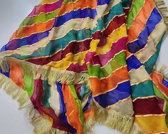 Rainbow Chiffon Dupatta: Indian Wedding Mehndi Accessory