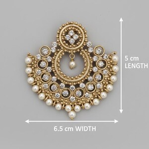 Polki Indian Jewelry Set: Bollywood Style Necklace, Earrings, Tikka Mehndi Jewelry Chand Bali image 2