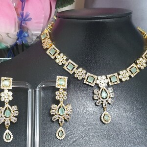 Fine Quality American Diamond With Indian Zircon Full Jewellery Set For Women Girls bild 9