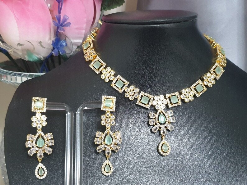 Fine Quality American Diamond With Indian Zircon Full Jewellery Set For Women Girls bild 9