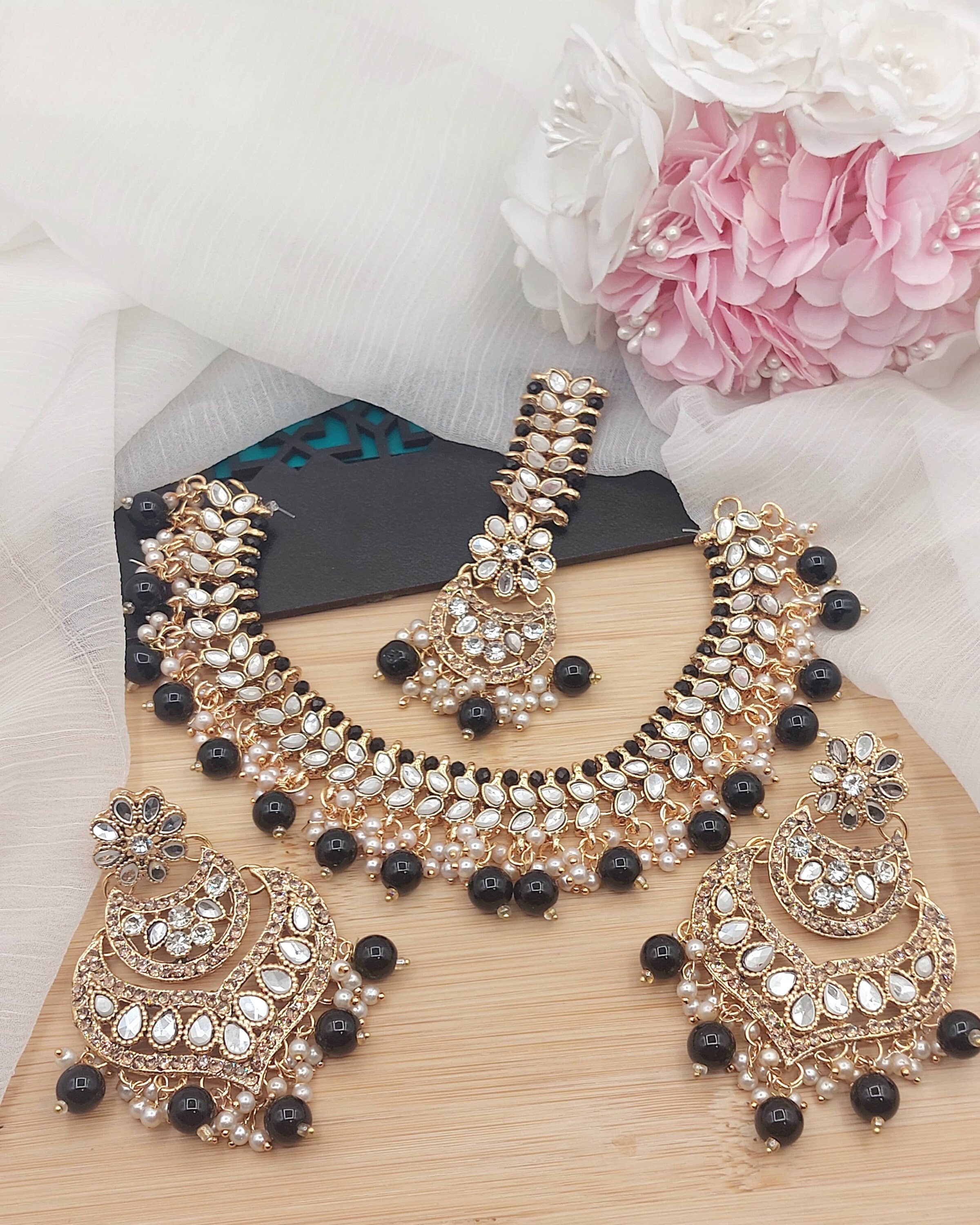 アクセサリー Indian Jewelry Indian Jewelry/gold Semi Bridal Kundan Auckland Necklace Set