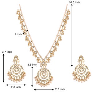 Gold Plated Ethnic Multi Layer Kundan Pearl Studded Long Necklace Set For Women Indian Jewellery Sets Kundan Pendant Sets Indian Necklaces image 2