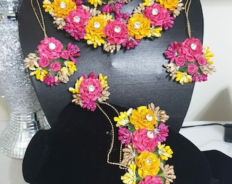 Mehndi Flower Jewelry Set: Indian Pakistani Wedding Accessories