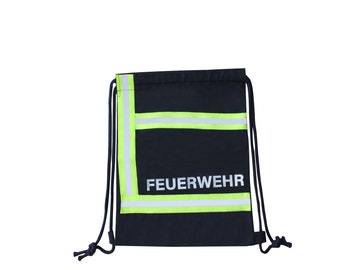 Feuerwehr Kindertasche Kinder Kitatasche Jungen Kindergarten Turnbeutel Beutel Tasche 31 x 23 Dunkelblau Baumwolle Ringelsuse Feuerwehrmann