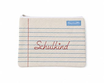 Gift for school enrollment schoolchild children pencil case pencil case stuff bag pencil case girls embroidery beige red blue back to school 21 x 16 cm