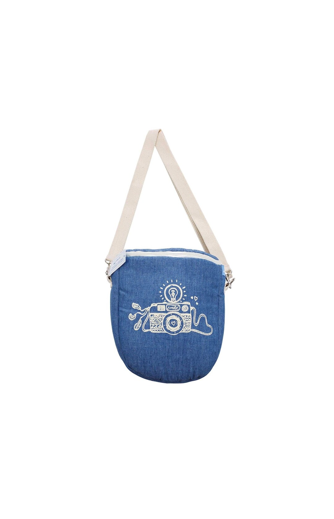 Blue Camera Bag for Reflex Cameras With a Carrying Strap and a