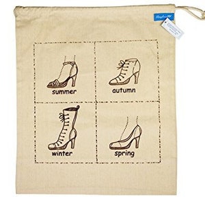 Schuhbeutel Aufbewahrung Beutel Schuhe Beige Jute Print Braun 44 x 36 cm Schuhsack Sack Kleiderbeutel Kleidersack Bild 1