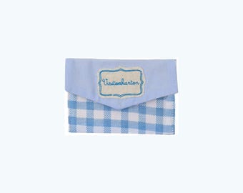 Cute Business Card Holder Wallet Purse Light Blue 6,5 x 10 cm Cotton Ringelsuse
