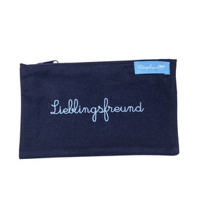 Toiletry Bag Favorite Friend Men 12 x 20 cm Blue Gift Friend Anniversary Birthday Necessaire Wash Bag Men Fairtrade Ringelsuse
