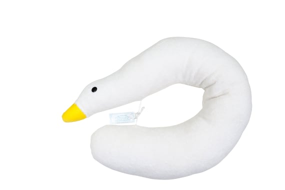 Nackenhörnchen Nackenkissen Nacken Hörnchen Kissen für die Reise Gans Weiß Gelb 64 x 11 cm Obermaterial Baumwolle Erwachsene Kinder