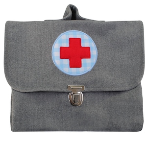 Kinder Arztkoffer Arzt Koffer Arzttasche Tasche Doktortasche Kinderarzttasche Kinderarztkoffer Filz Grau 26 x 22 cm Rotes Kreuz