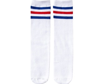 Kids Cool Sports Socks Children's Socks Sport Hipster Socks Toddler Baby White Stripes Blue Red Cotton 80-122