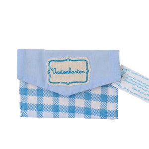 Custodia per biglietti da visita custodia per biglietti da visita porta biglietti da visita custodia per biglietti da visita organizer 6,5 x 10 cm a quadretti blu bianchi