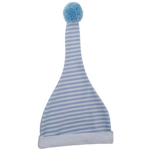 Baby pointed hat baby pointed hat hat bobble hat dwarf hat baby hat blue light blue white striped stripes with bobble cotton