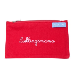 Lieblingsmama, Geschenk Mama, Geschenk Muttertag, Kosmetikbeutel Rot,  Kosmetiktäschchen Mama, Kulturbeutel Damen, Geschenk Mutter