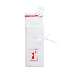 Aufbewahrung Zahnbürste Zahnbürstenhülle Zahnbürstenetui Hülle Etui Tasche Halter Zahnbürstentasche Damen 9x20cm Weiß Rot Bestickt Stickerei