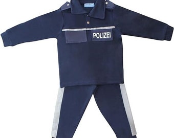 Costume da poliziotto costume da poliziotto travestimento SEK tuta in due pezzi per bambini set da poliziotto con camicia a maniche lunghe e pantaloni lunghi in cotone blu